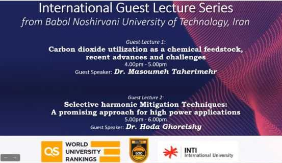 سخنرانی مجازی سرکار خانم دکتر طاهری مهر عضو هیات علمی گروه شیمی به دعوت دانشگاه INTI مالزی